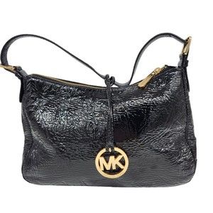 Michael Kors Shiny Black Shoulder Bag Handbag Purse Dressy Designer